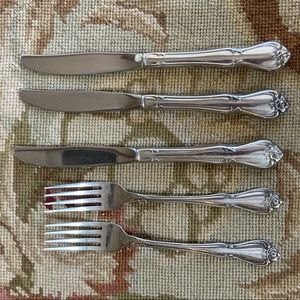 Rogers 1881 Stainless Oneida Arbor Rose knives and forks